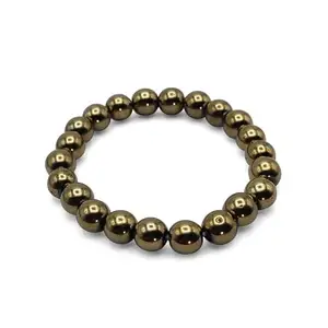 Shiv Rudraksh Natural Golden Hematite Crystal Bracelet Enhances Grounding, Boosts Confidence, Protects from Negative Energies & Promotes Mental Clarity for Men & Women