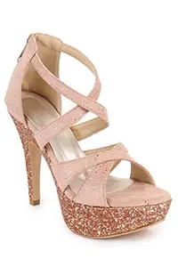 Shezone Beautiful Peach color synthetic material heels for women's from 5562_PEACH_39