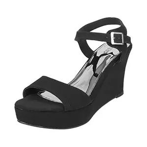 Metro Women Black Synthetic Sandals 8-UK (41 EU) (34-9809)
