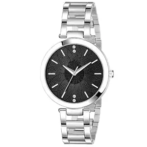 Acnos Silver Plated Mesh Chain Analog Watch for Women – Black/Blue/White/Pink/Brown Dial