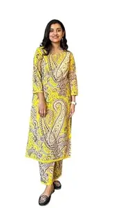 ZULIEVA Women Viscose Printed Straight Kurta Pant Set