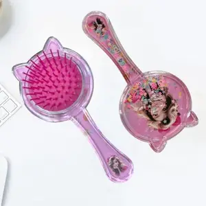 Theme Cute glitter hairbrush for kids 20cmx7xm for travel and daily use