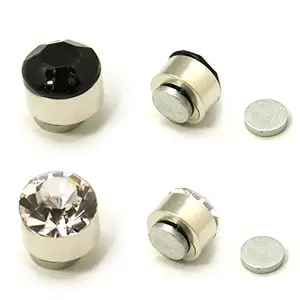 Via Mazzini Stainless Steel 6mm Clip-On Magnetic No-Piercing Ear Stud For Men And Women (ER2125) 2 Pairs