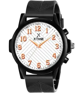 Analogue Watch (GF02) White Copper AD Dial & Black Resin Strap for Men's & Boys