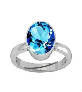SIDHARTH GEMS 8.25 Ratti 7.00 Carat Special Quality Blue Topaz Free Size Silver Plated Adjustable Ring by Lab Certified(Top AAA+) Quality for Man or Women