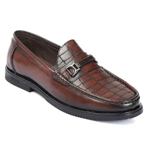 Zoom Shoes Men's Genuine Leather Formal Shoes for Office/Casual Wear Dress Shoes Shoes for Men AS3249 Brown