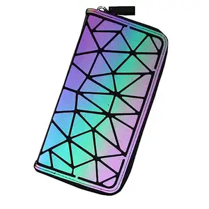 Sellzie Geometric Luminous Purses and Handbags for Women Holographic Reflective Crossbody Bags Wallet
