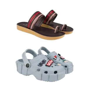 ZENWEAR Extra Soft Classic Casual wear with Flexibility Technology Sandal Combo for Women's/Girl's(6143+1984)(5) Multicolor