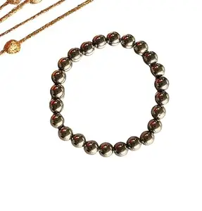 Original Pyrite Bracelet With Certificate Excellent A1++ Wonderful Handmade Round Shape Beads Stunning Golden Pyrite Bracelet/Fools Gold Crystal Bracelet For Unisex पाइराइट ब्रेसलेट