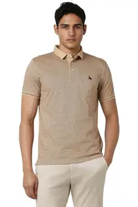 Van Heusen Men's Regular Fit T-Shirt (VSKWURGFX45179_Beige