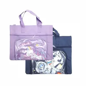 Crackles Cute School File Folder Document Unicorn Bag Student Canvas Travel/Tuition Bag for Boys Girls Notebook Tote Bag Cute Cartoon Folder Stationery for Kids and Print (Pack of 1)