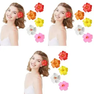 MAYCREATE® 15PCS Flower Hair Clips for Girls Women Stylish Artificial Hawaiian Pins Cute Beach Accessories Gifts Claw Clip Hair Styling Accessories