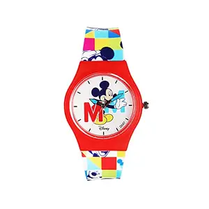 Disney Mickey Mouse Wrist Watch Mickey White Round Analogue Wrist Watch Multicolor Kids Birthday Gift for Boy Girl Age 3 to 12 Years