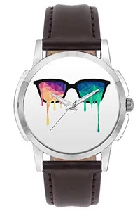 BIGOWL Wrist Watch - Psychedelic Shades Illustration Analog Men's and Boy's Wrist Watch - Unique Analog Quartz Leather Band Wrist Watch