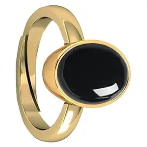 DAURAYA GEMS 12.25 Ratti /11.76 Carat Natural Certified Black Sulemani Hakik Gemstone Gold Plated Adjustable Ring For Men Or Women's