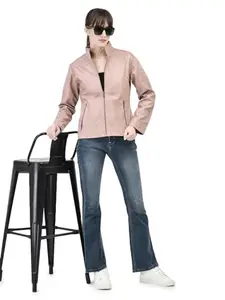 Crimsoune Club Women's Pink Leather Jacket(XL)