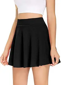 Lovclick Fashion Lovclick Fashion Women's Stretch Waist Flared Mini Skater Short Skirt-Black-XS