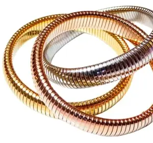 Flexible Snake Chain Bracelet Set, Tri-Tone Metal, Fashion Jewellery for Women,stainless steel celebrity design triple tone bracelet, DEMI FYING JEWELLERY COLLECTION