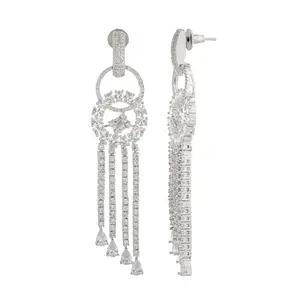 VOYLLA Sparkling Elegance Radiant Cascade American Diamond Dangler Earrings For Women|Womens Gift|Rakshabandhan Gift|For Sister|For Her
