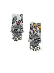 Lightweight Fabric Jhumka Earrings, Fabric Jumki, Navratri Earrings, Studs, Handmade Oxidised Jumka