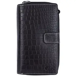 Delfin Genuine Leather | Multi Slots Ladies Wallet (MANOZI Black)