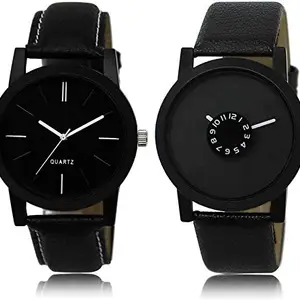 RPS FASHION WITH DEVICE OF R Analogue Men's Watch (Black Dial Black Colored Strap) (Pack of 2)