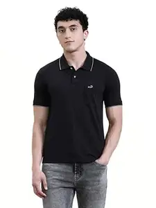 CROCODILE Men Solid Slim Fit Polo T-Shirt | Regular Length | Short Sleeve | Button Placket | Casual Knitted Topwear