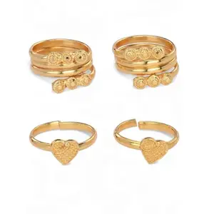 AanyaCentric Pack of 2 Pair Gold-Plated Toe Rings Adjustable, Traditional & Fashionable Accessories