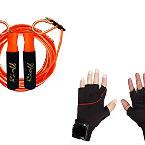Rioff Weight Lifting Gloves, Gym Gloves, Workout Gloves with Wrist Wraps, Exercise Gloves for Cross Training, Pull Ups, Fitness, Powerlifting, for Men & Women (Gloves-Skipping Rope-OA)