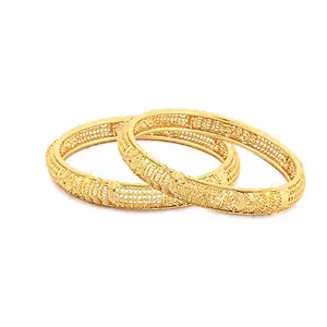 VFJ VIGHNAHARTA FASHION JEWELLERY Vighnaharta Traditional Wear 1gm Gold Plated Alloy Bangle for Women and Girls - pack of 2 pcs Bangle- [VFJ1007BG2-6]