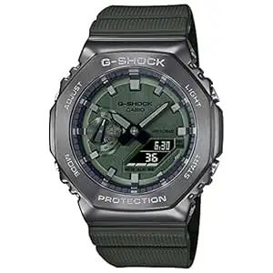 Casio G-Shock GM-2100B-3ADR Dark Grey IP Green Analog-Digital Dial Green Resin Strap Men's Watch Shock and 200M Water Resistant G1160