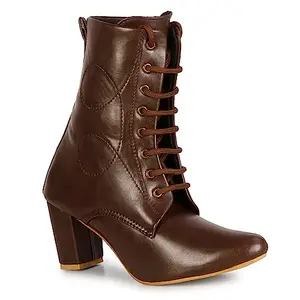 Commander Shoes Latest CowBoy Mid Calf Boot For Grils And Women(504 Brown 5UK)