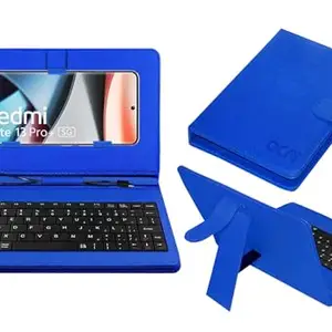 ACM Keyboard Case Compatible with Xiaomi Redmi Note 13 Pro Plus Mobile Flip Cover Stand Direct Plug & Play Device for Study & Gaming Blue