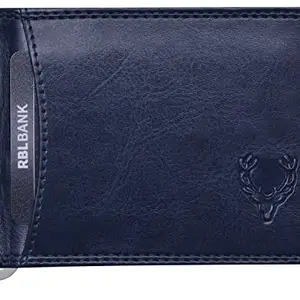 Allen Solly Men's Money Clip Leather Bi-Fold Slim Wallet with Card Holders (Blue)