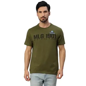 Royal Enfield Men's Regular Fit T-Shirt (TSS220054_Olive CAMO