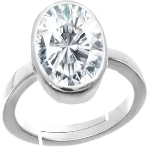 SIDHGEMS 8.25 Ratti Natural White Zircon Stone Silver Plated Adjustable Astrological/Purpose Ring for Men and Women AA+ Quality