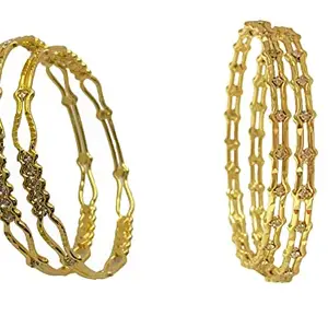 AARTISAI BANGLES - Stylish and Fashionable Designer Traditional Gold Plated Bangles Set of 2 Stylish Daily Use and Fancy Bangles for Women Girls and Ladies b9235454196 (2.6)