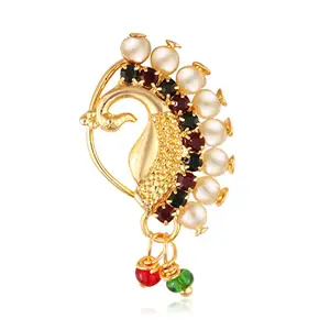 Vivastri's Beautiful & Elegant Peacock Style Designed Nath/Nosepins For Women And Girls -VIVA1087NTH-Press-Multi