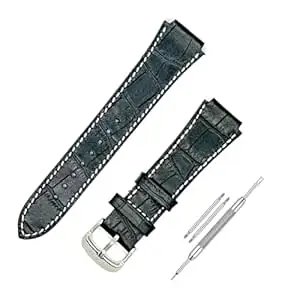 Lineon 18mm Premium Leather Watch Strap Cut Pattern Specially Compatible With CASIO Royale ae1200, DW-291H, F-91W, F91W, AE-1400wh, A168WA, SGW-300, W-218H, AE-1000w, A158wa with Tool and Pins