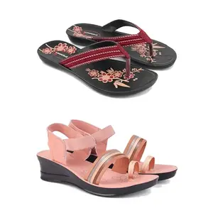 Women's Comfortable Sandal,Casual Lightweight Sandal for Everyday Wear | (Combo 2)-O22-1959-6