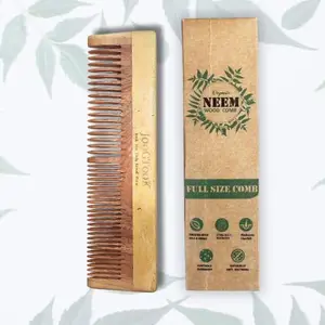 JooGTooK Pure Neem Wood Comb | Double-Sided Fine Tooth Comb | Anti-Dandruff, Anti-Static, Hair Growth Comb for Men & Women | Handmade Herbal Comb for Daily Use (8 Inch, 4, count)