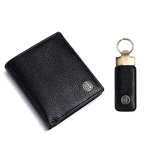 HAMMONDS FLYCATCHER Gift for Men Combo - Genuine Leather Wallet and Keychain Set - RFID Protection, 6 Card Slots, Coin Pocket - Birthday or Special Occasion Gift for Husband, Boyfriend, or Dad - Black