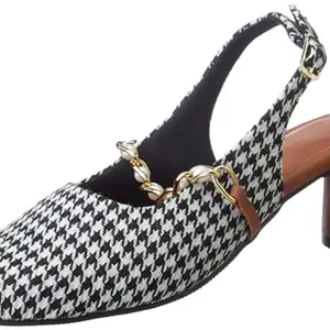 Van Heusen Women Pattern 1.5 Inch Sling Back Brown Heels