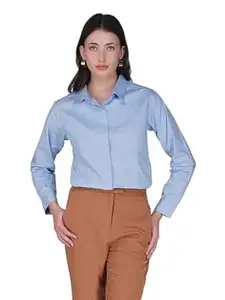 WOVENBYCOUNTEX Women's 100% Cotton Regular Fit Full Sleeves Solid Formal Shirt | Formal Shirts for Women | Woman Formal Shirt | Stylish Shirts for Women