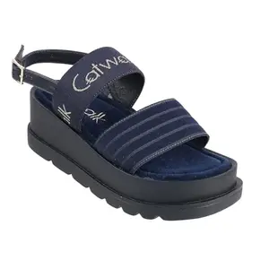 Catwalk Women Stylised Back Straps Platforms | For Women & Girls (BLUE,9 UK)
