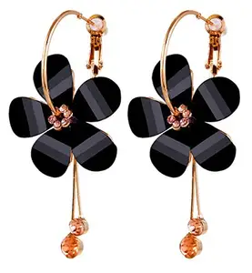 YouBella Jewellery Valentine Gifts Gold Plated Floral Earrings for Girls and Women (Black)