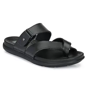 egoss Slippers & Sandals Premium Genuine Leather Slipper Sandals for Men (Black-8)-C-20203