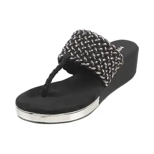 Metro Women Black Wedge Heel Fashion Sandal UK/4 EU/37 (32-561)