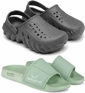 BERSACHE Extra Soft Classic Casual Slides for Men with Regular wear | Ultra Soft & Flexibility Technology | Z-Combo(MM)-6040-6044 Multicolor