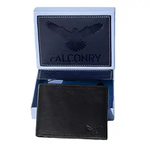 Falconry : Certified Grade A Genuine Leather Wallet ;Model ;Amazo Color Black ; Card Slots 6 with 2 Flip ID Slots and 2 Note Compartment.